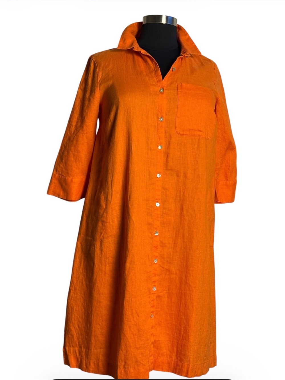 J. Jill Orange Linen Button-Front Swim Coverup boho chic relaxing tunic SZ L